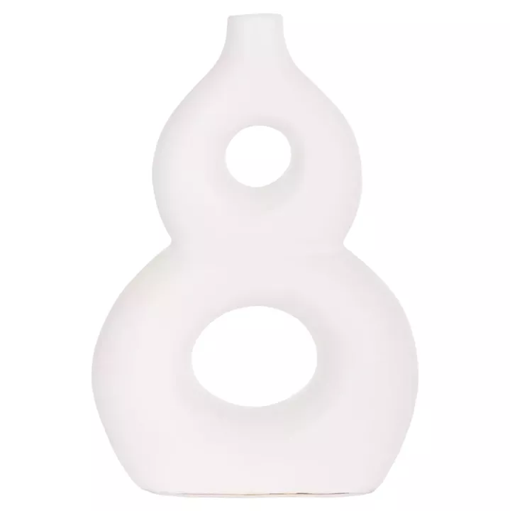 TABLE DECORATIVE VASE FIORIN HM4666.02S TERRACOTA IN WHITE--21x7.5x31Hcm.