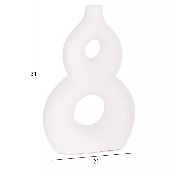 TABLE DECORATIVE VASE FIORIN HM4666.02S TERRACOTA IN WHITE--21x7.5x31Hcm.