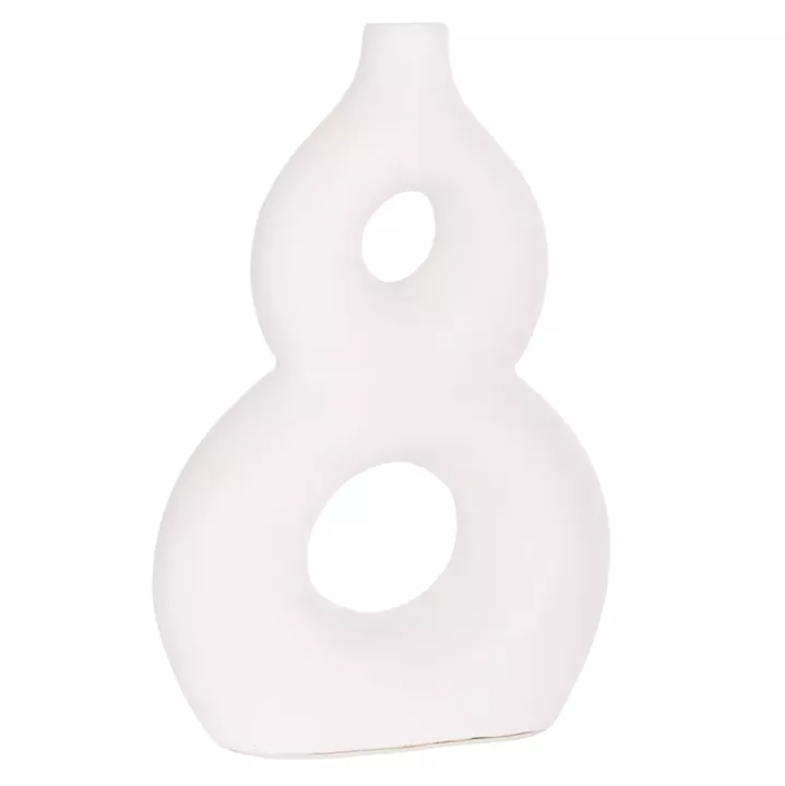 TABLE DECORATIVE VASE FIORIN HM4666.02S TERRACOTA IN WHITE--21x7.5x31Hcm.