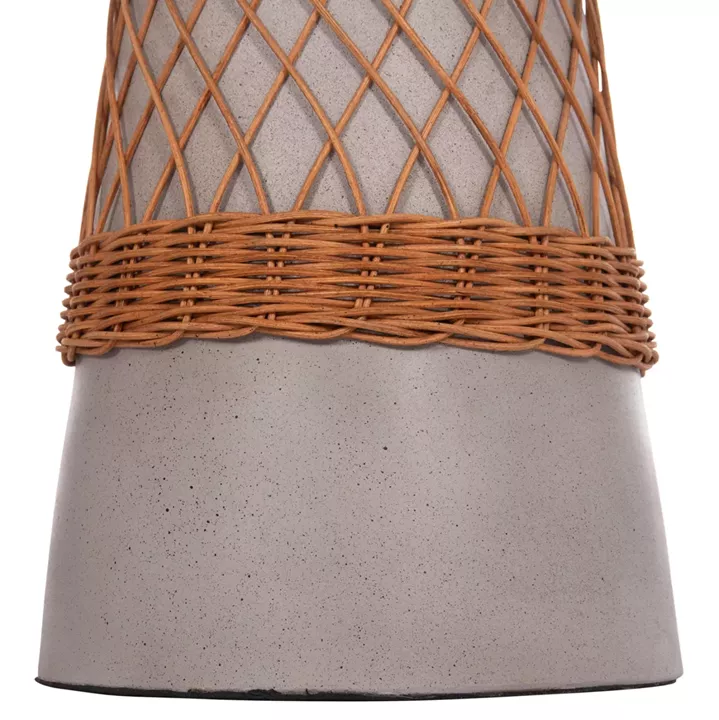 ΒΟΗΘΗΤΙΚΟ ΤΡΑΠΕΖΙ ΣΤΡΟΓΓΥΛΟ DELIA HM18167.03 FIBER CEMENT ΓΚΡΙ & RATTAN Φ40x45Υεκ