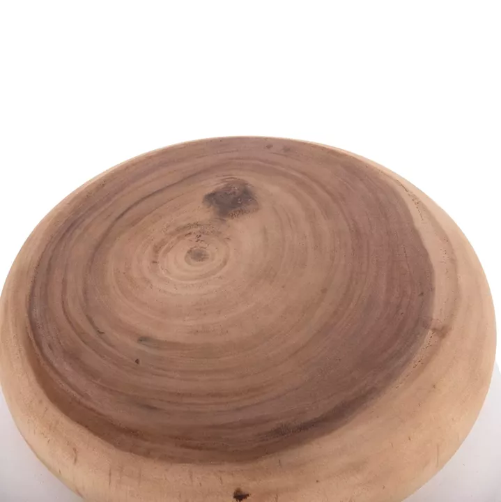 SIDE TABLE PUFFAT HM18172.02 FIBER CEMENT IN WHITE-TEAK WOOD TOP Φ45x46Hcm.