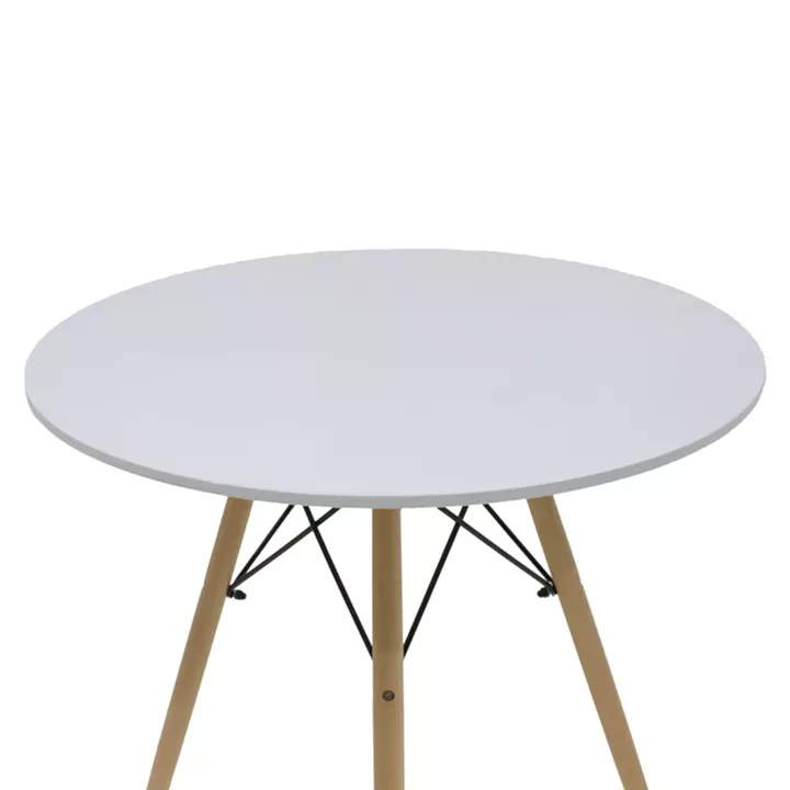 Dining table Julita-Noor pakoworld set of 5 pcs MDF white-grey-natural legs D80x76cm