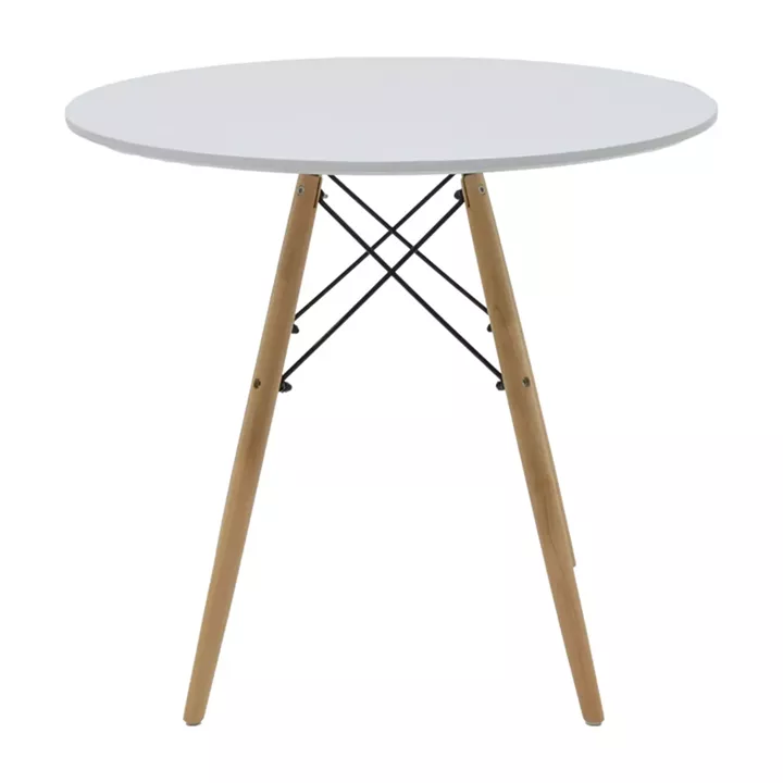 Dining table Julita-Noor pakoworld set of 5 pcs MDF white-grey-natural legs D80x76cm
