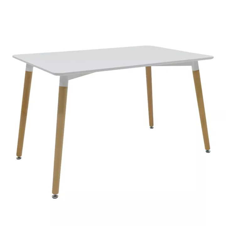 Dining table Natali-Noor pakoworld set of 5 pcs MDF white-beige-natural legs 120x80x76cm