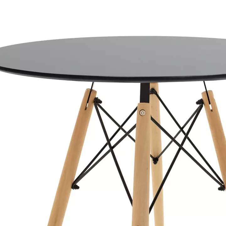 Julita-Noor pakoworld dining table set of 3 pcs MDF black-beige-natural Φ60x73cm