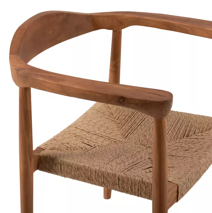 ARMCHAIR TEAK WOOD AND SYNTHETIC ROPE SEAT NATURAL COLOR HM9389.01 59.5x56x76.5 cm.
