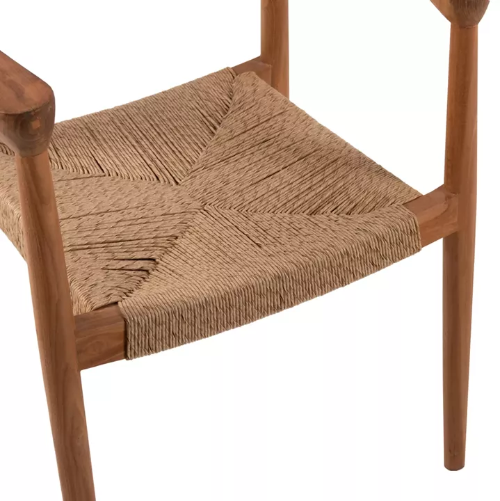 ARMCHAIR TEAK WOOD AND SYNTHETIC ROPE SEAT NATURAL COLOR HM9389.01 59.5x56x76.5 cm.