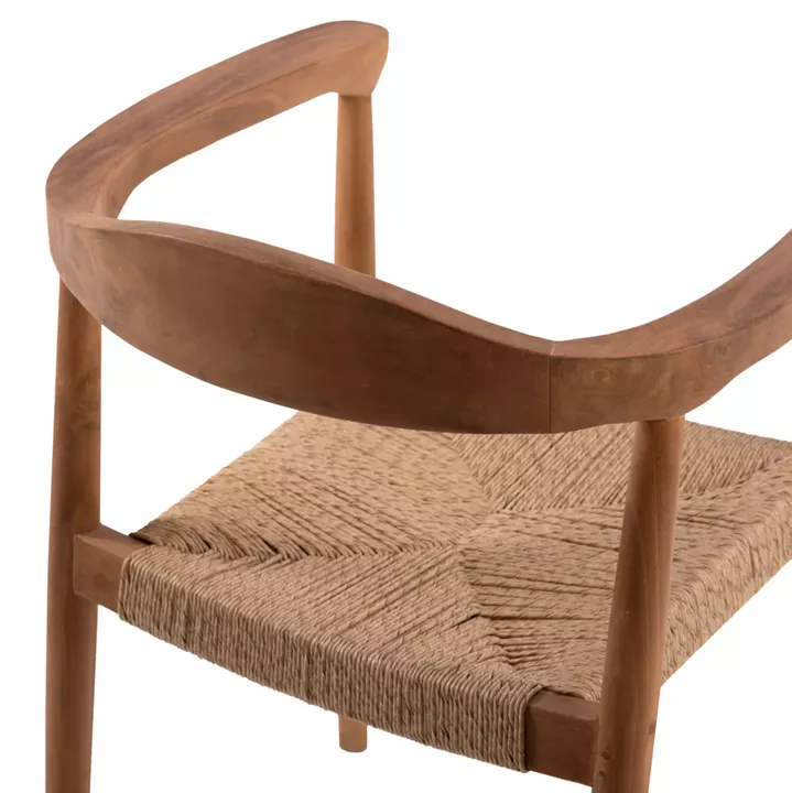ARMCHAIR TEAK WOOD AND SYNTHETIC ROPE SEAT NATURAL COLOR HM9389.01 59.5x56x76.5 cm.