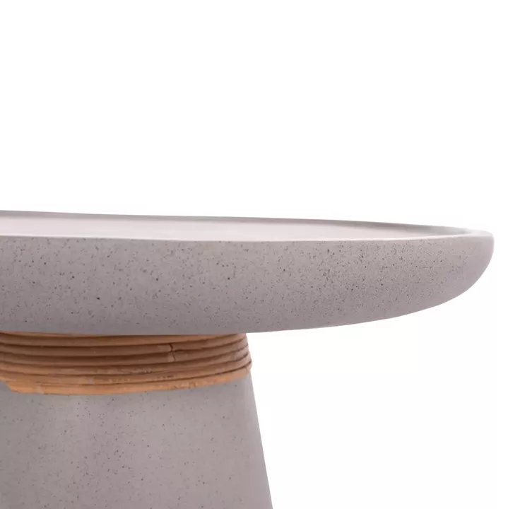 ΒΟΗΘΗΤΙΚΟ ΤΡΑΠΕΖΙ TRED HM18168.03 FIBER CEMENT ΓΚΡΙ-ΦΥΣΙΚΟ RATTAN--Φ49x30Υεκ.