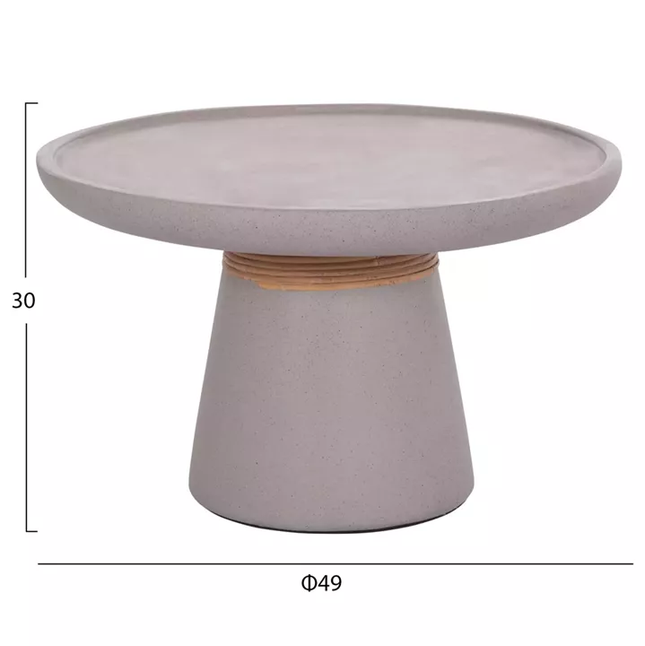 ΒΟΗΘΗΤΙΚΟ ΤΡΑΠΕΖΙ TRED HM18168.03 FIBER CEMENT ΓΚΡΙ-ΦΥΣΙΚΟ RATTAN--Φ49x30Υεκ.