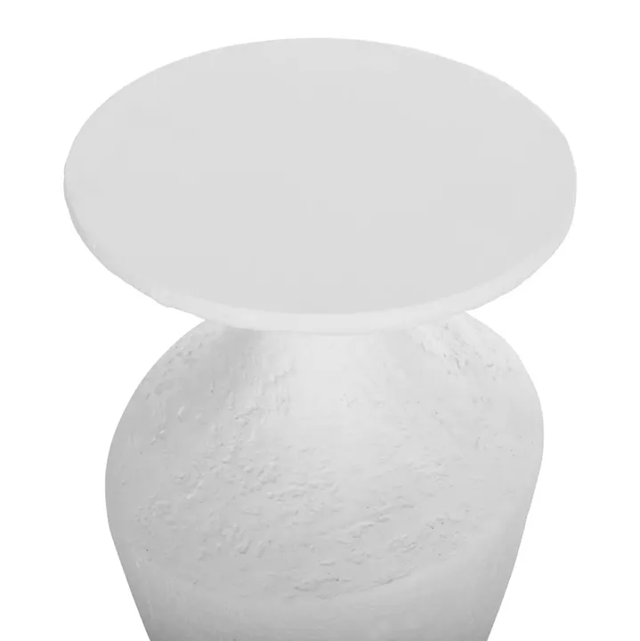 SIDE TABLES 2PCS SET REBON HM21137.02 FIBER CEMENT IN WHITE--Φ40cm & Φ27.5cm