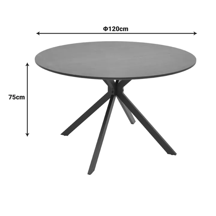 Table Xuson pakoworld black marble color top-black metal legs D120x75cm