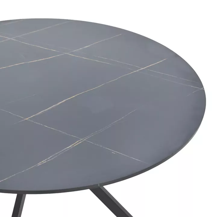 Table Xuson pakoworld black marble color top-black metal legs D120x75cm