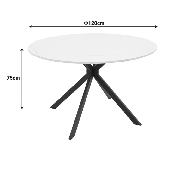 Table Xuson pakoworld white marble color top-black metal legs D120x75cm
