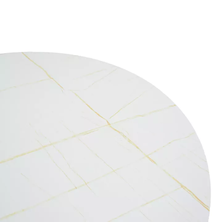 Table Xuson pakoworld white marble color top-black metal legs D120x75cm
