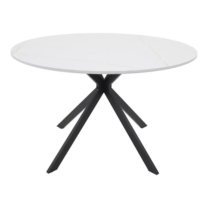 Table Xuson pakoworld white marble color top-black metal legs D120x75cm
