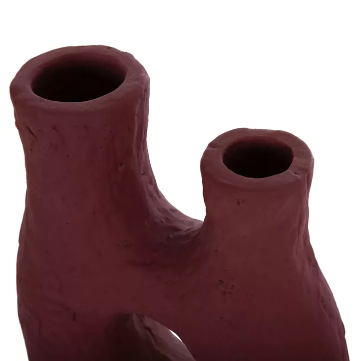 SET 2PCS DECORATIVE TABLE VASES NAMENTIS HM21143.02 TERRACOTA IN WHITE & MAROON RED