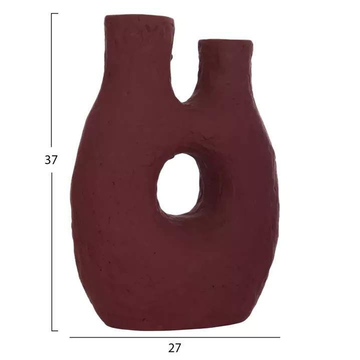 SET 2PCS DECORATIVE TABLE VASES NAMENTIS HM21143.02 TERRACOTA IN WHITE & MAROON RED