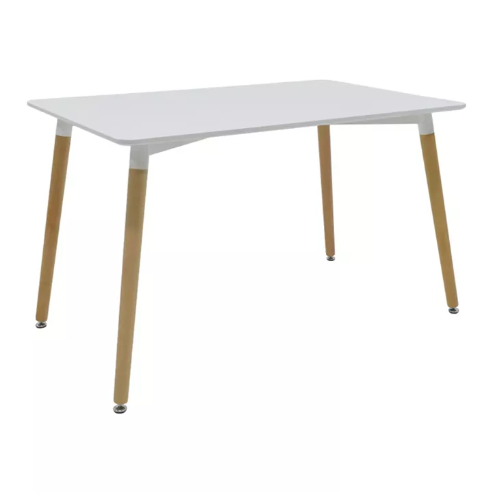 Dining table Natali-Noor pakoworld set of 5 pcs MDF white-dark grey-natural legs 120x80x76cm