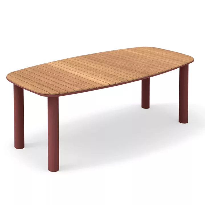 DINING TABLE SERIES EUTOPIA SM6203.05 RED ALUMINUM-TEAK WOOD 220x100x75Hcm.