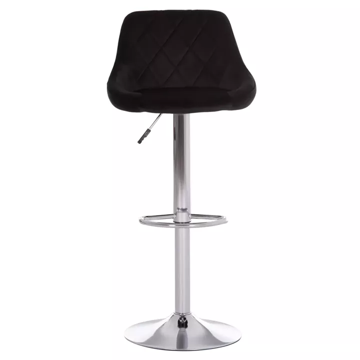 BAR STOOL ROSE HM204.44 CHROMED BASE & SUSPENSION & BLACK VELVET 48x45x105Hcm.