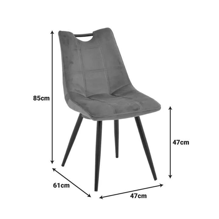 Nely chair pakoworld brown velvet with black leg 47x61x85cm