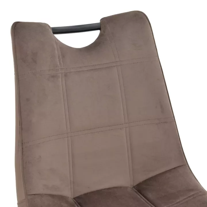 Nely chair pakoworld brown velvet with black leg 47x61x85cm