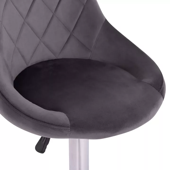 BAR STOOL ROSE HM204.41 CHROMED BASE & SUSPENSION & GREY VELVET 48x45x105Hcm.