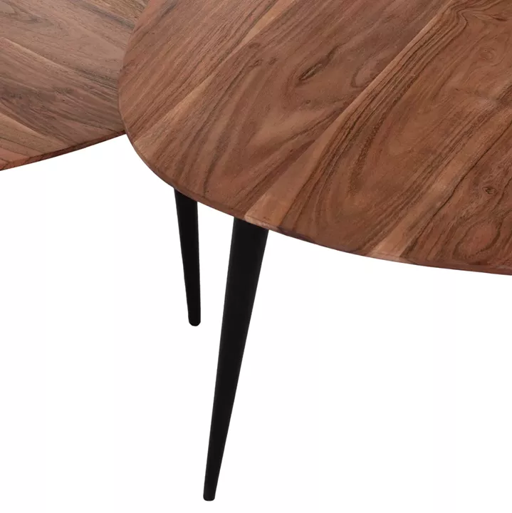 3 NESTING TABLES EMILIANO HM9256 ACACIA WOOD WITH METAL BLACK LEGS 69,5x67x46H CM.