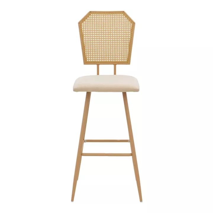 Bar stool Camilla I pakoworld pe rattan natural-fabric natural-metal in natural color 47.5x58x117cm