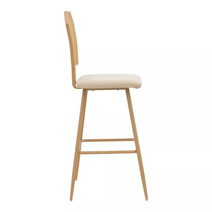 Bar stool Camilla I pakoworld pe rattan natural-fabric natural-metal in natural color 47.5x58x117cm