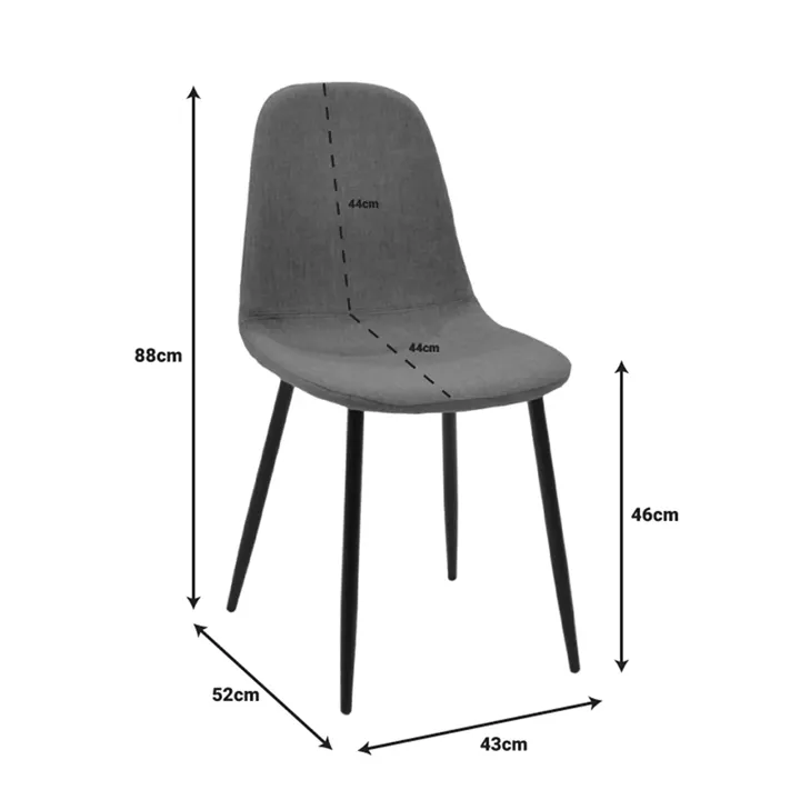 Chair Bella pakoworld black fabric-black metal leg 43x52x88cm