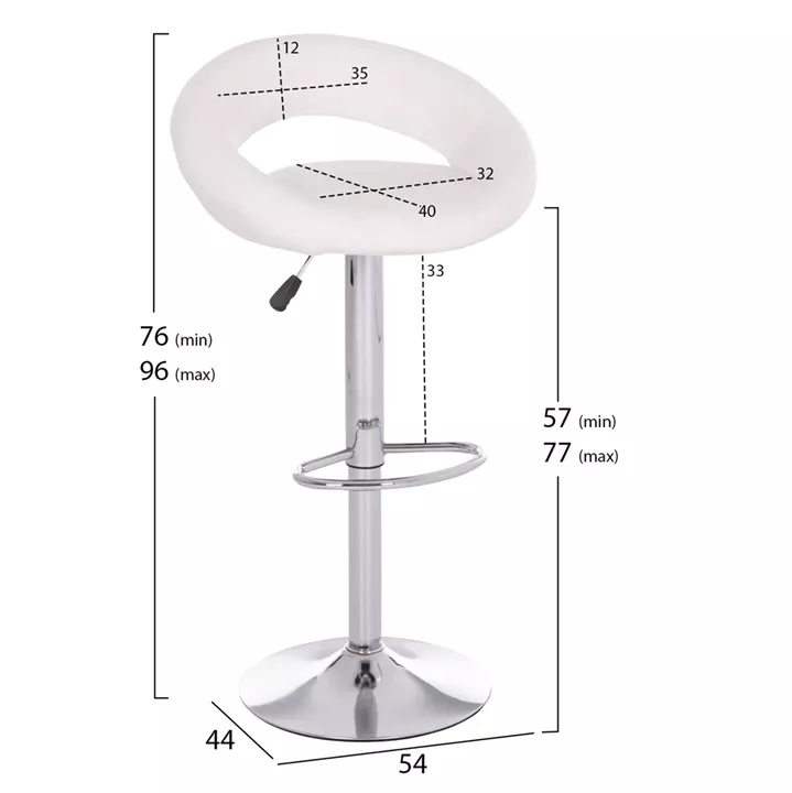 BAR STOOL SWIVEL REA HM203.22 WITH SUSPENSION-WHITE PU 54x47x96Hcm.