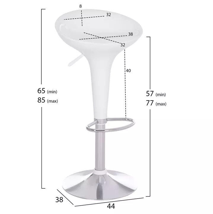 BAR STOOL SWIVEL DAISY HM200.22 ABS IN WHITE--SUSPENSION 44x38x85Hcm.