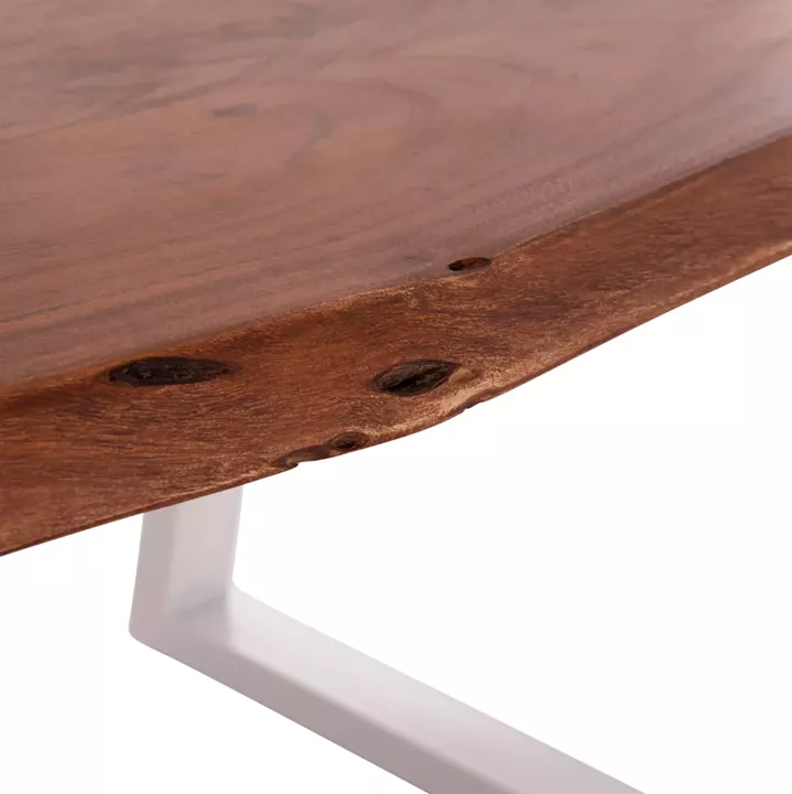 DINING TABLE MONTANA HM8336.12 ACACIA WOOD-4cm TOP THICKNESS--WHITE LEGS 160x90x77Hcm.