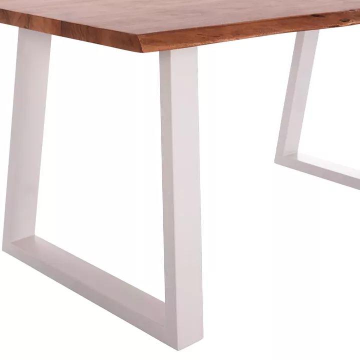 DINING TABLE MONTANA HM8336.12 ACACIA WOOD-4cm TOP THICKNESS--WHITE LEGS 160x90x77Hcm.