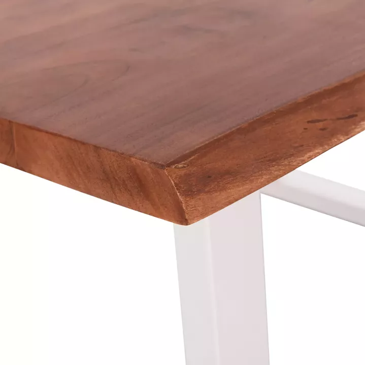 DINING TABLE MONTANA HM8336.12 ACACIA WOOD-4cm TOP THICKNESS--WHITE LEGS 160x90x77Hcm.