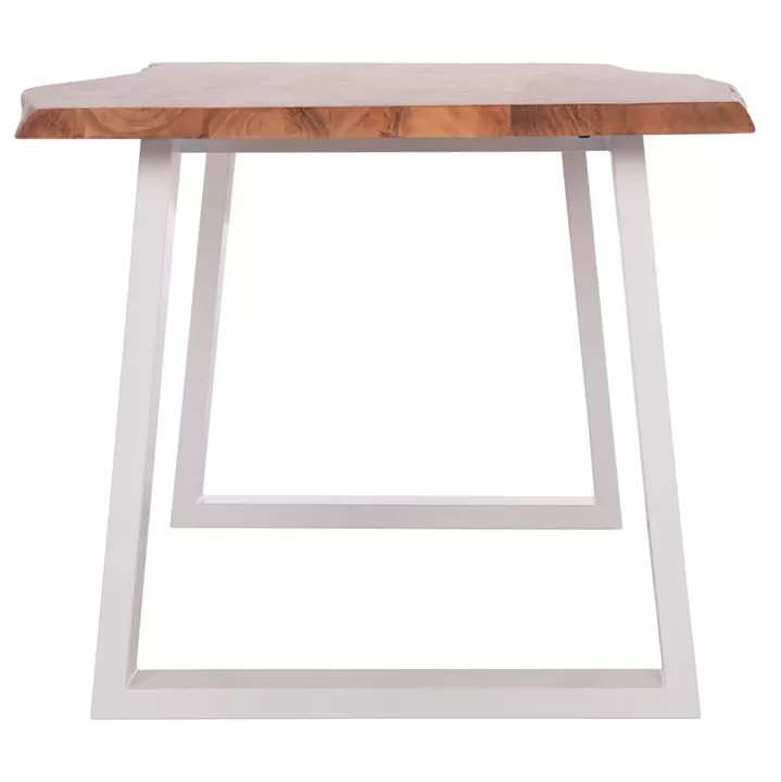DINING TABLE MONTANA HM8336.12 ACACIA WOOD-4cm TOP THICKNESS--WHITE LEGS 160x90x77Hcm.