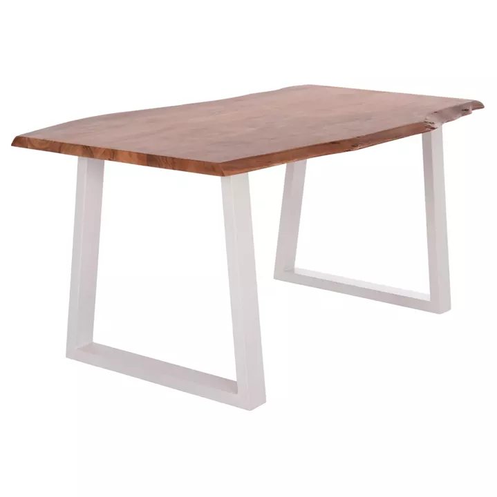 DINING TABLE MONTANA HM8336.12 ACACIA WOOD-4cm TOP THICKNESS--WHITE LEGS 160x90x77Hcm.