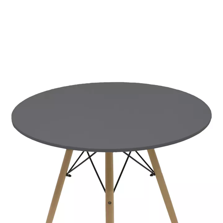 Julita-Noor pakoworld dining table set of 3 pcs MDF black-beige fabric Φ80x73cm