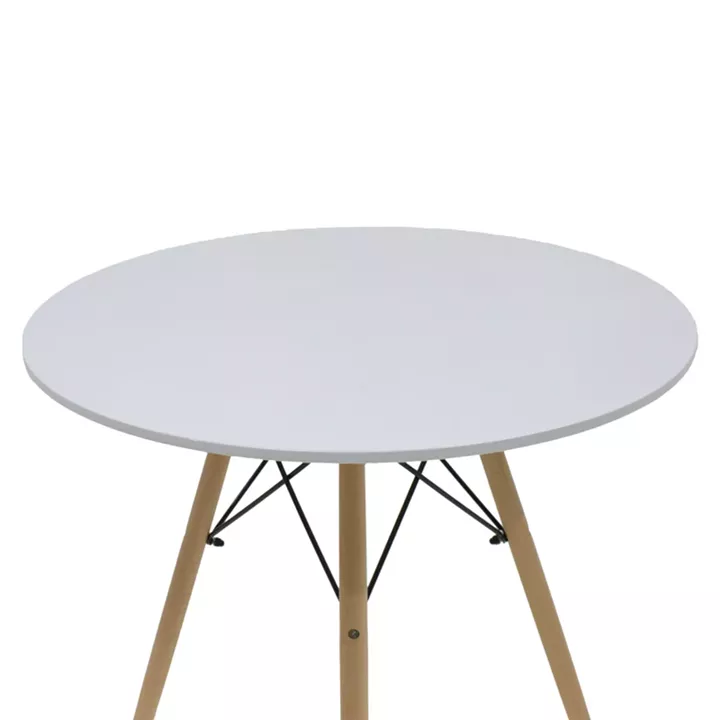 Julita-Noor pakoworld dining table set of 3 pcs MDF white-beige fabric Φ80x73cm