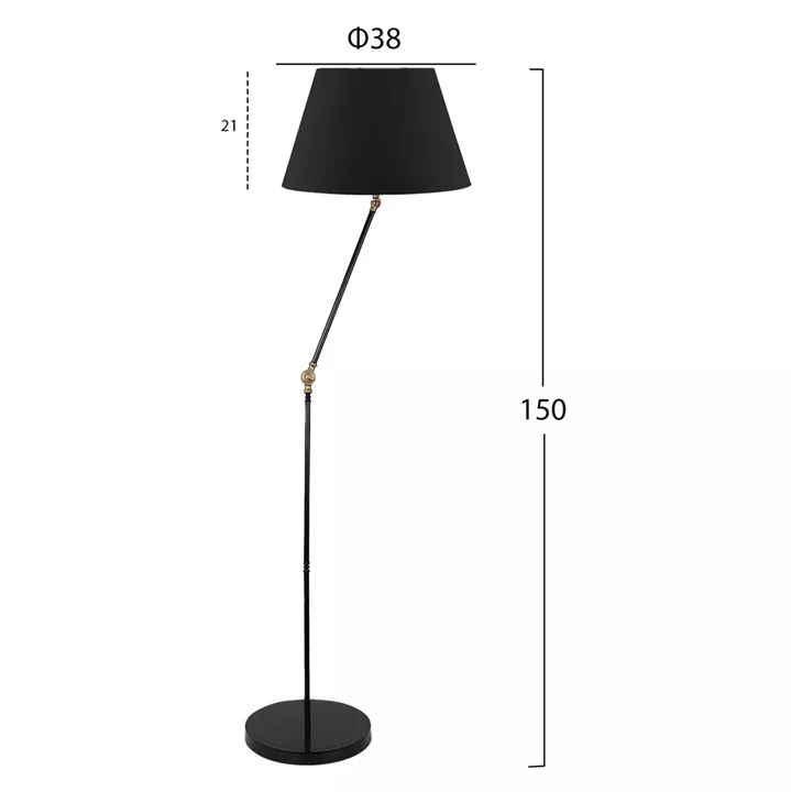 FLOOR STANDING LAMP HM7611.01 BLACK PILLAR, BLACK CAP