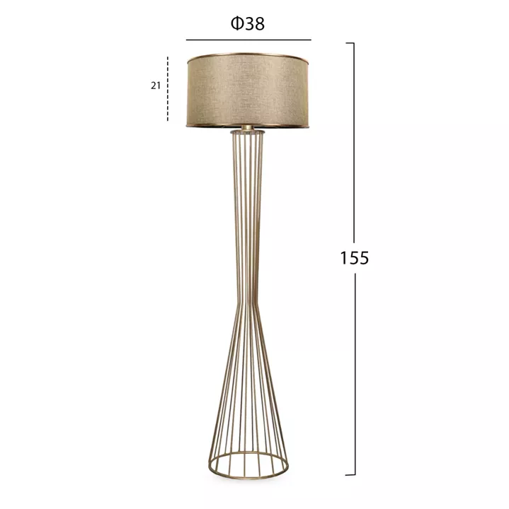 FLOOR STANDING LAMP HM7580.02 GOLDEN PILLAR, GOLDEN BROWN CAP
