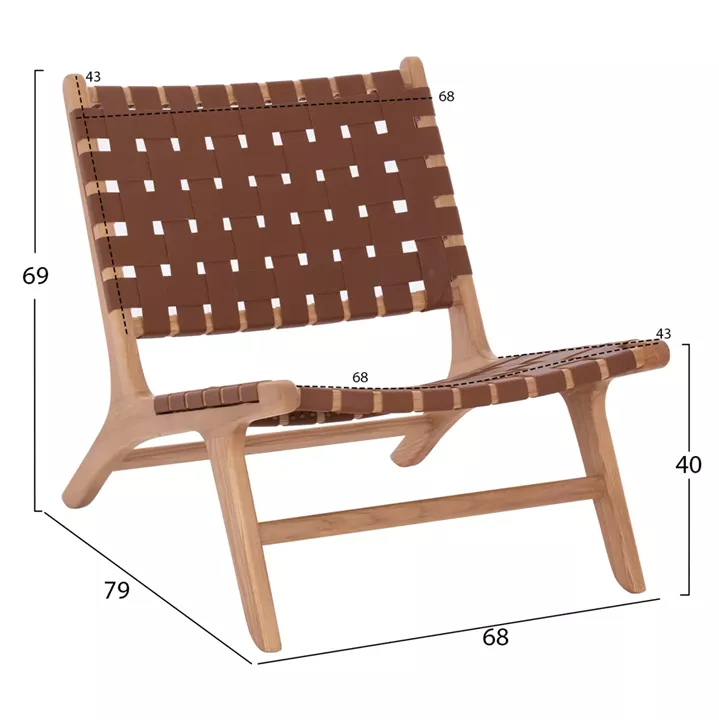 HM9326.01 ARMCHAIR FELIPE TOON WOOD PU knitted 68X79X69H