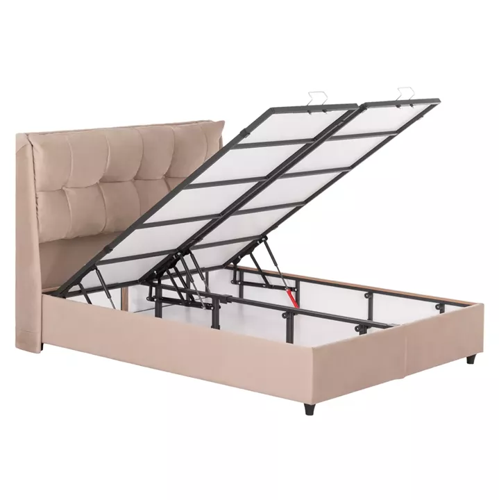 BED WITH STORAGE SPACE DREAMLET HM716 BEIGE VELVET -FOR MATTRESS 160x200cm.