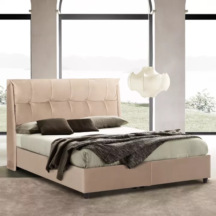 BED WITH STORAGE SPACE DREAMLET HM716 BEIGE VELVET -FOR MATTRESS 160x200cm.
