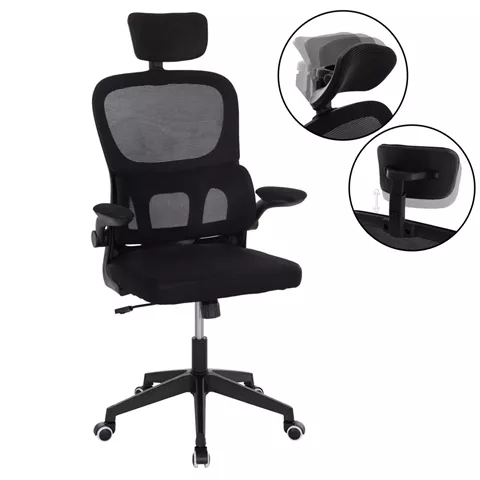 OFFICE CHAIR BASTON HM18236.01 BLACK MESH FABRIC & PP FRAME 64x60x117-127Hcm.