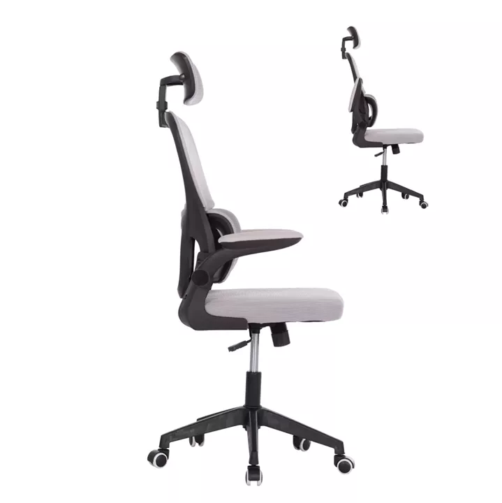 OFFICE CHAIR BASTON HM18236.02 GREY MESH FABRIC & BLACK PP FRAME 64x60x127Hcm.