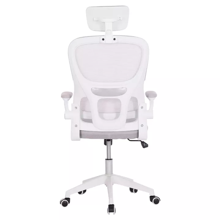 OFFICE CHAIR BASTON HM18236.03 GREY MESH FABRIC & WHITE PP FRAME 64x60x127Hcm.