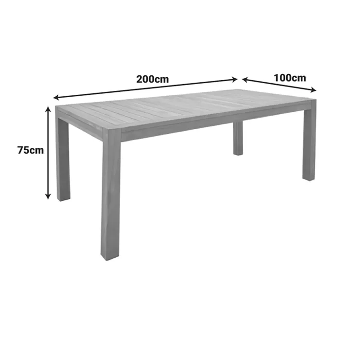 Vocaly pakoworld teak wood table in natural shade 200x100x75cm